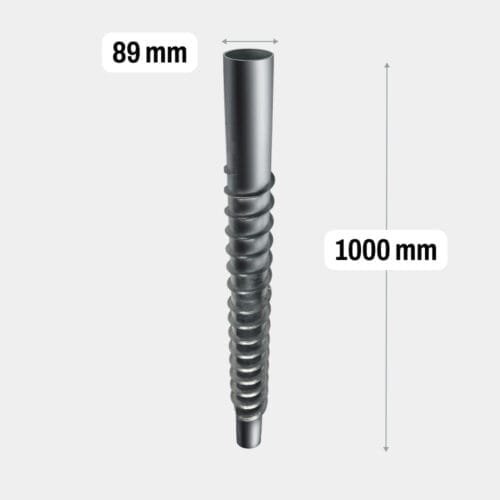 Förlängning av skruvpåle med gänga HDG_89x1000x3,5_1